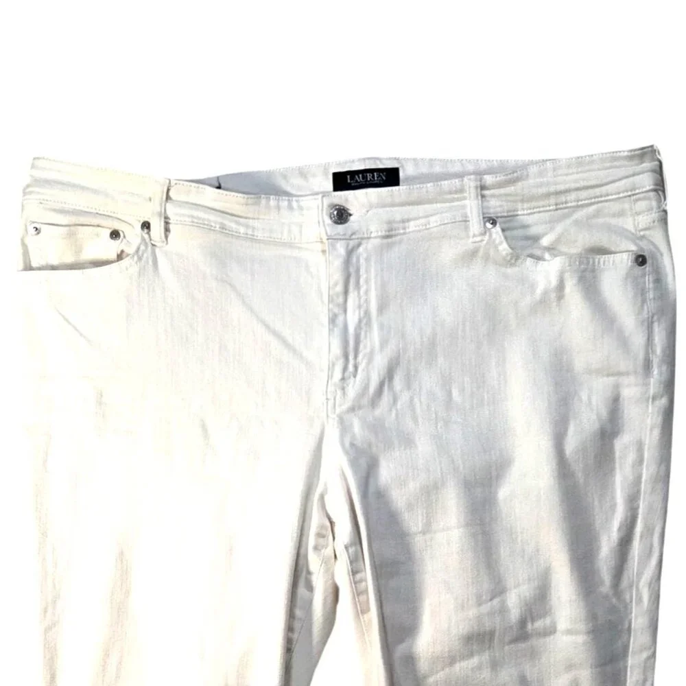 Lauren Ralph Lauren White Mid Rise Straight Leg Jeans Women's Plus Size 18W - Picture 2 of 7
